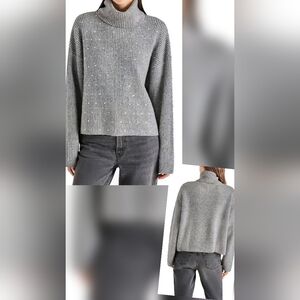 NWT Steve Madden Astro Sequin Turtle Neck Sweater In Heather Gray ~ Small